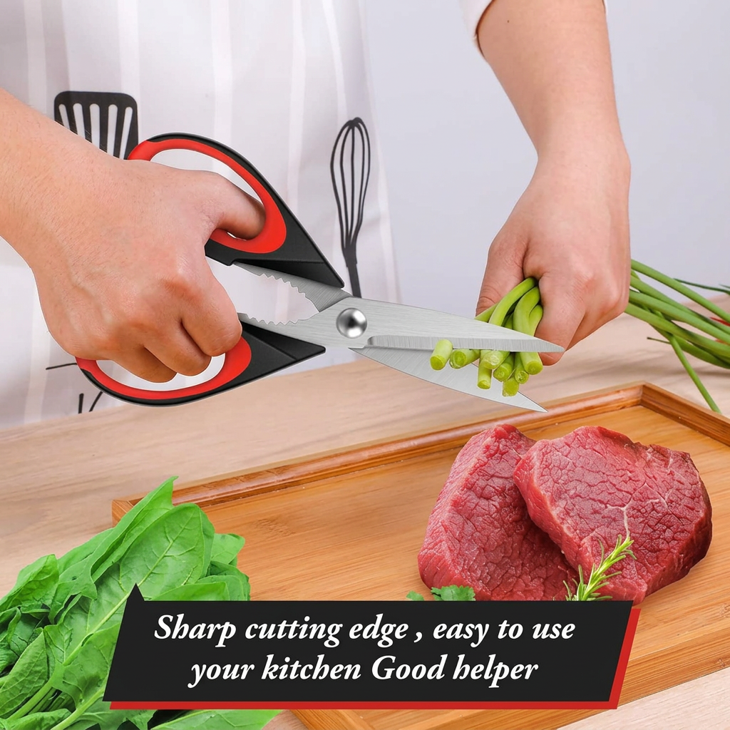 Multipurpose Cooking Scissors with Comfortable Grip and Protective Cover