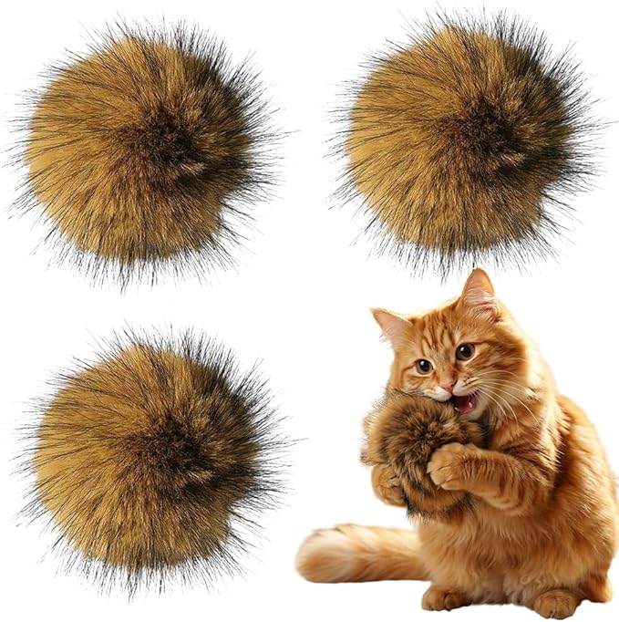 Set of 4 soft plush balls for indoor cat play