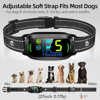 Adjustable dog training collar to fit neck sizes from 7 to 22 inches.