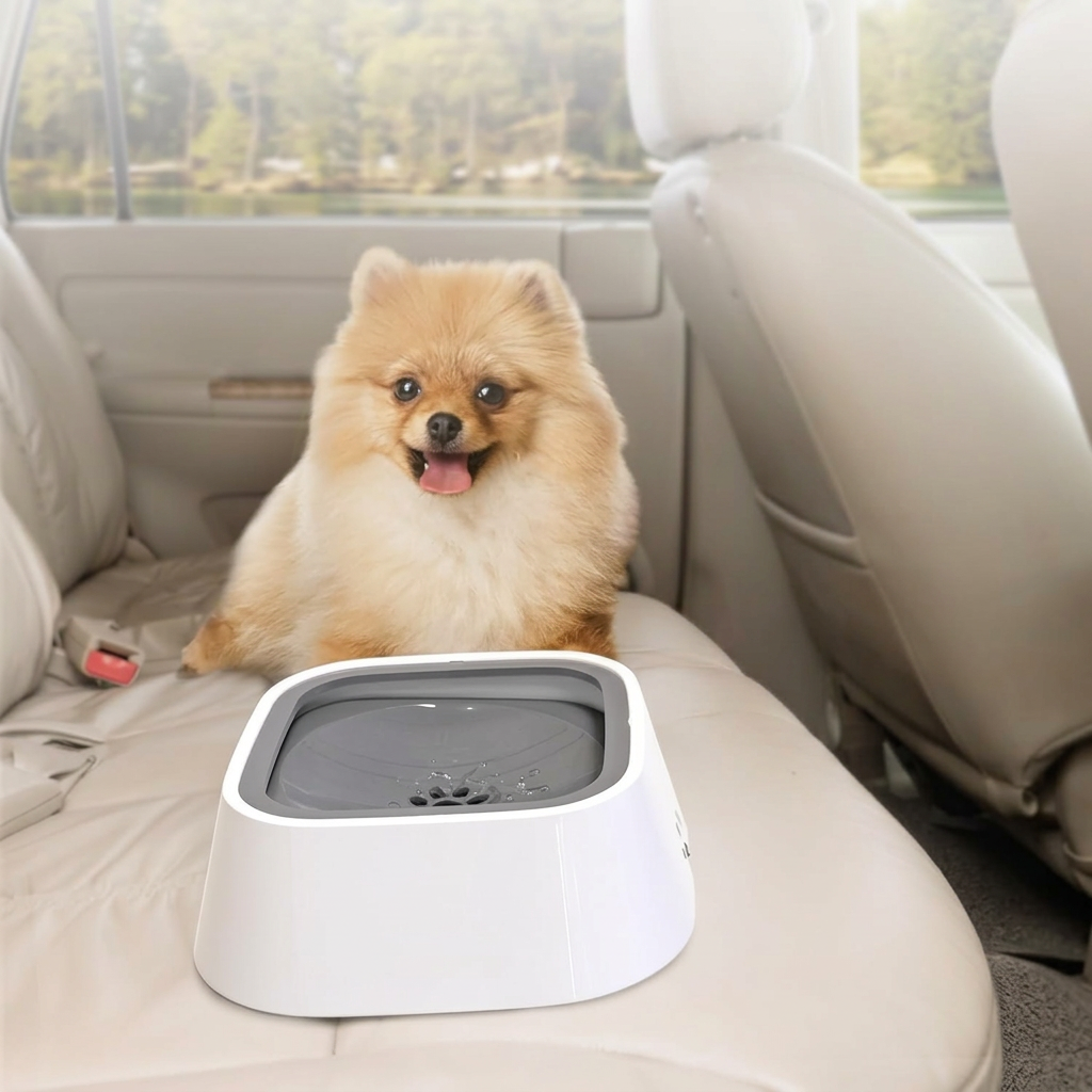 Anti splash dog water bowl no drip design for travel