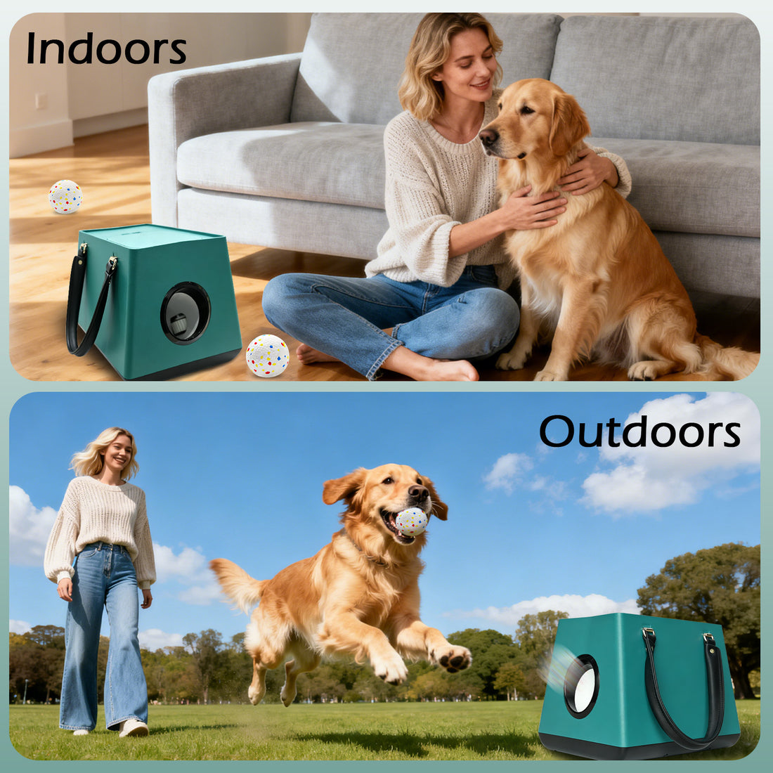 Automatic pet ball thrower with compatible ball for dogs