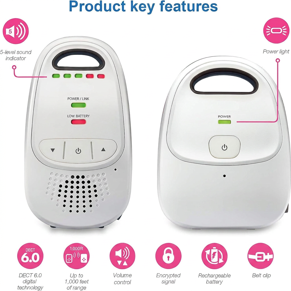 Baby Audio Monitor Parent Unit With Simple Controls