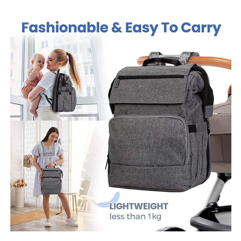 Baby backpack with padded shoulder straps, designed for comfort and convenience.