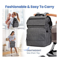 Baby backpack with padded shoulder straps, designed for comfort and convenience.