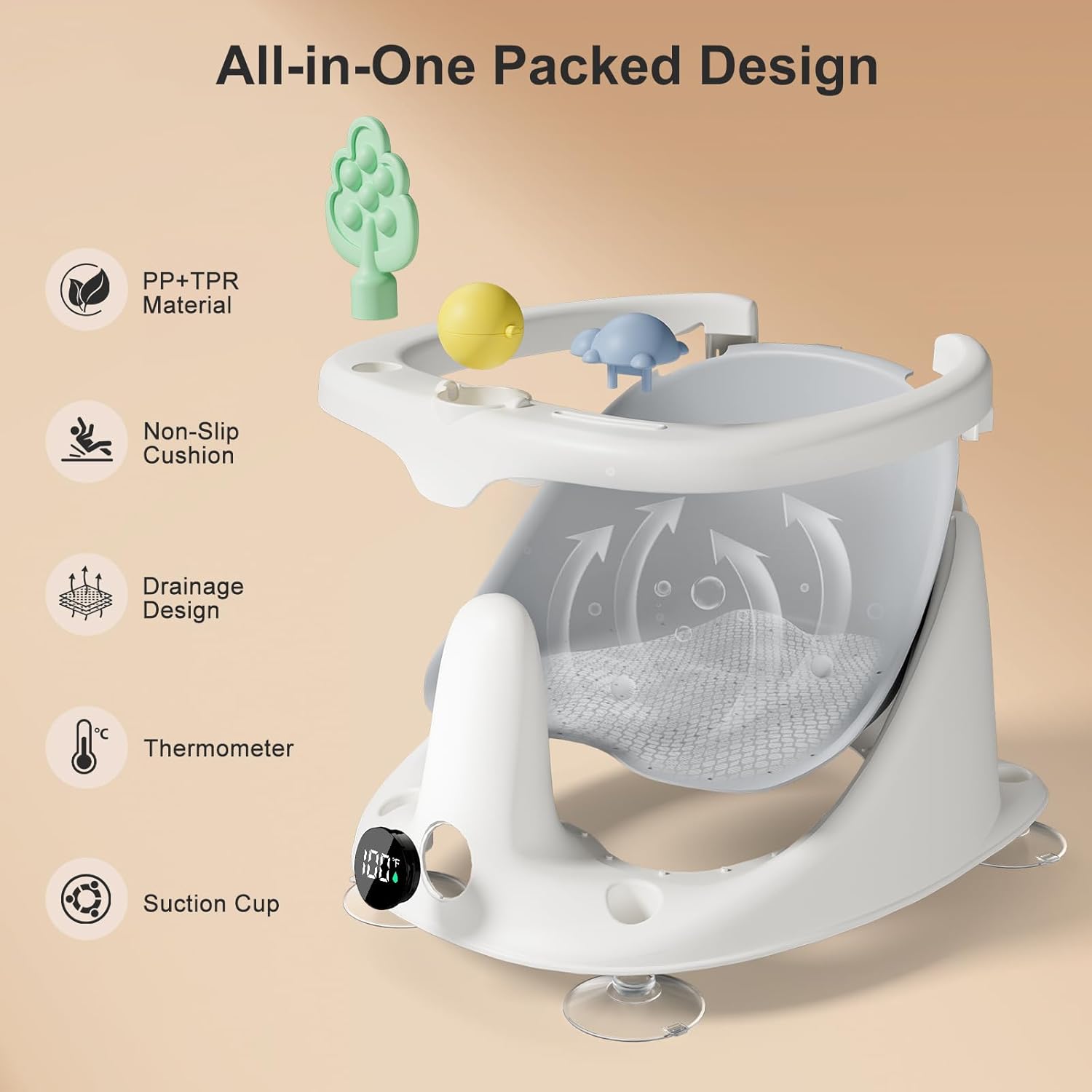 Portable Baby Bath Seat with Rinse Cup for Convenient Storage and Travel
