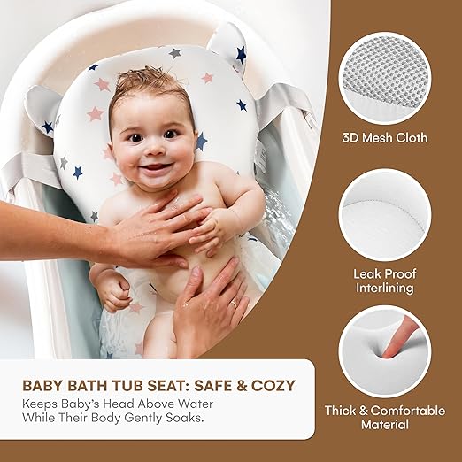 Side View of Baby Bath Tub Cushion in Sink for Safe Bathing