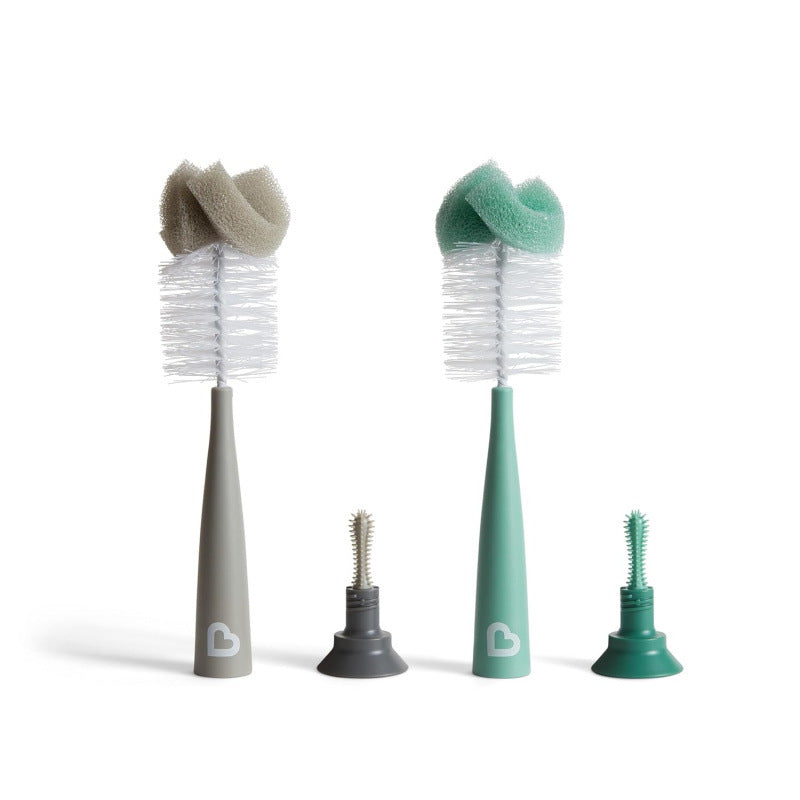 Baby bottle sponge brush, designed to clean bottles gently without scratching.