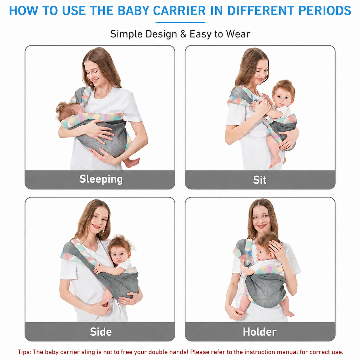 Baby carrier sling for toddlers, adjustable one shoulder design for comfort and support.