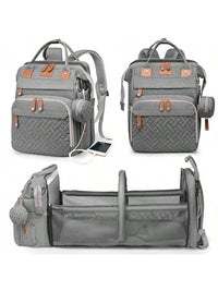 Baby diaper bag backpack with changing station, built-in changing pad for diaper changes on the go.