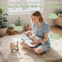 Baby feeding support pillow, ideal for breastfeeding and bottle feeding.