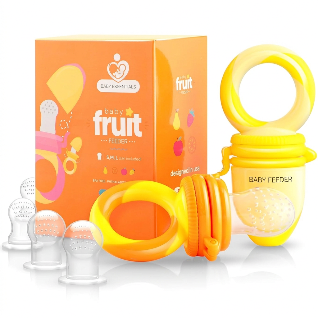 Baby Food Feeder Front View - 2-Pack, Safe for Babies, Silicone Mesh