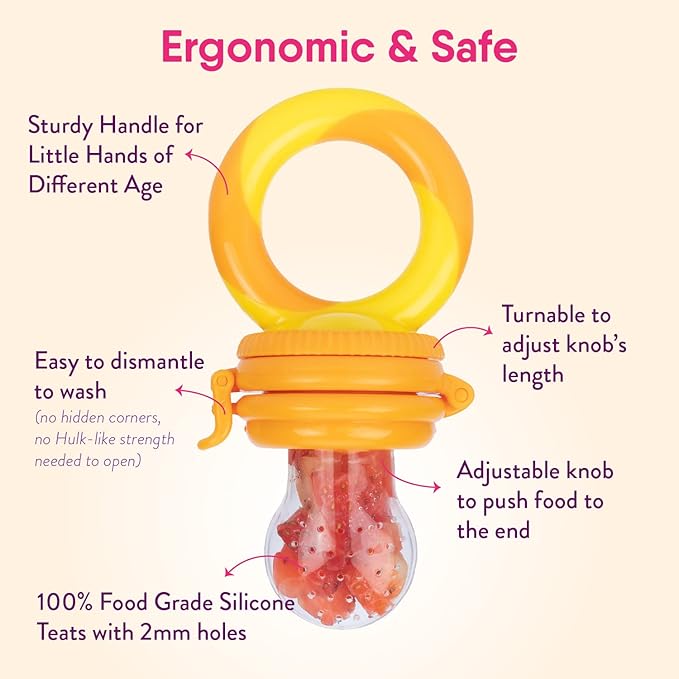 Side View of Baby Food Feeder Pacifier for Teething Babies