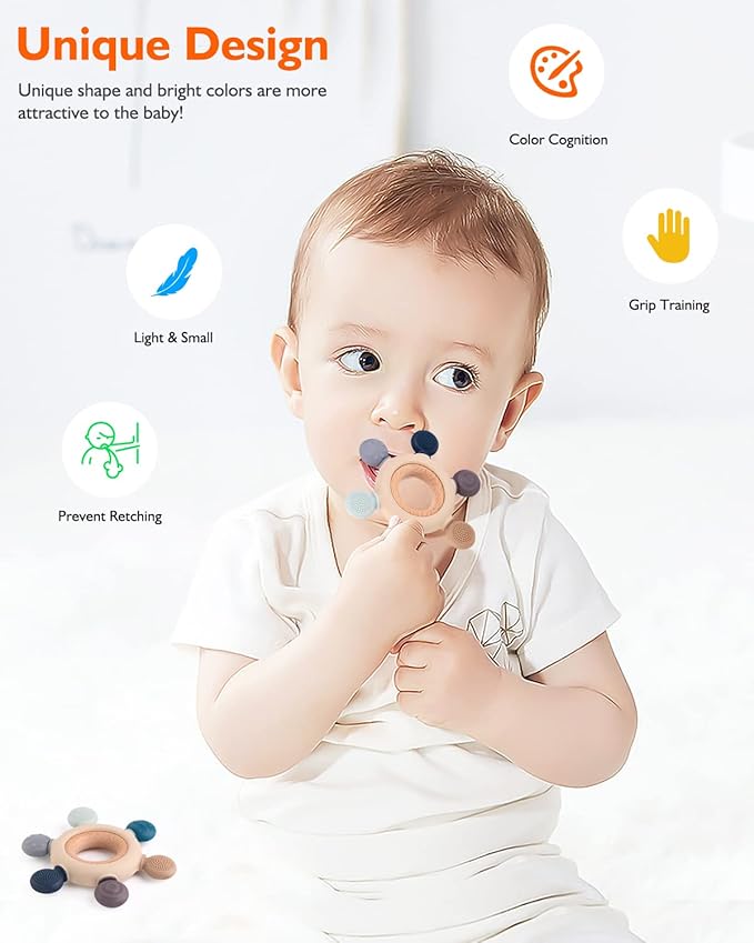 Textured baby teething toy for soothing sore gums
