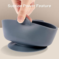 Baby led weaning bowls and spoons, encourages self-feeding.