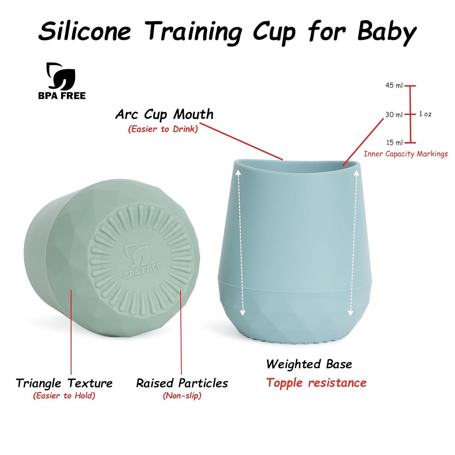 Baby led weaning silicone cup, safe and BPA-free feeding essential.