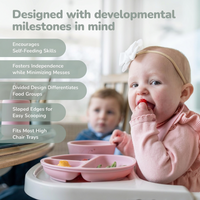 Baby led weaning silicone plate, encourages self-feeding.