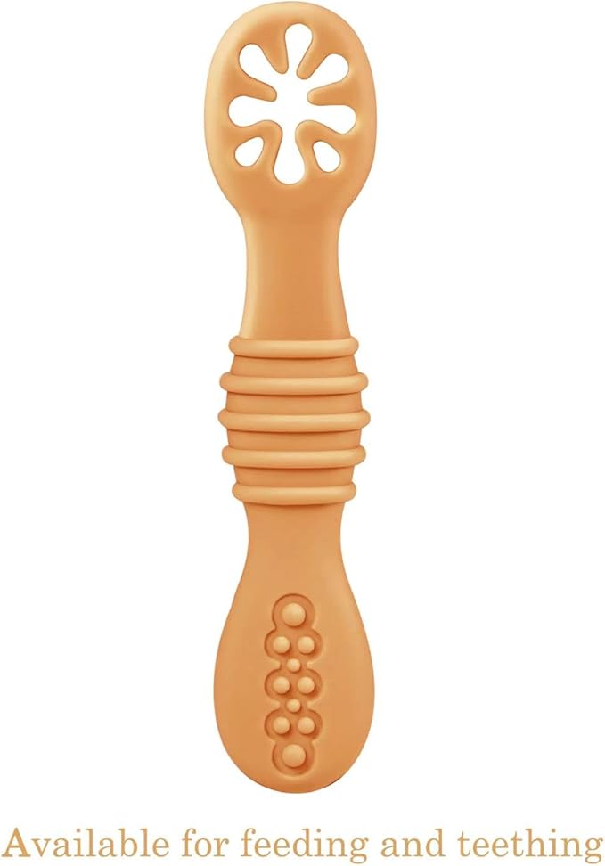 Baby led weaning silicone spoons, safe and gentle for baby feeding.