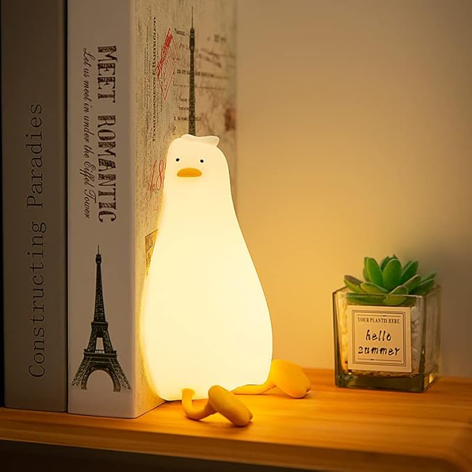 Baby night light duck design, soft glow for breastfeeding and sleep comfort.