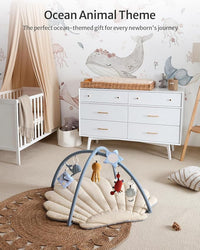 Baby play gym with six detachable hanging toys