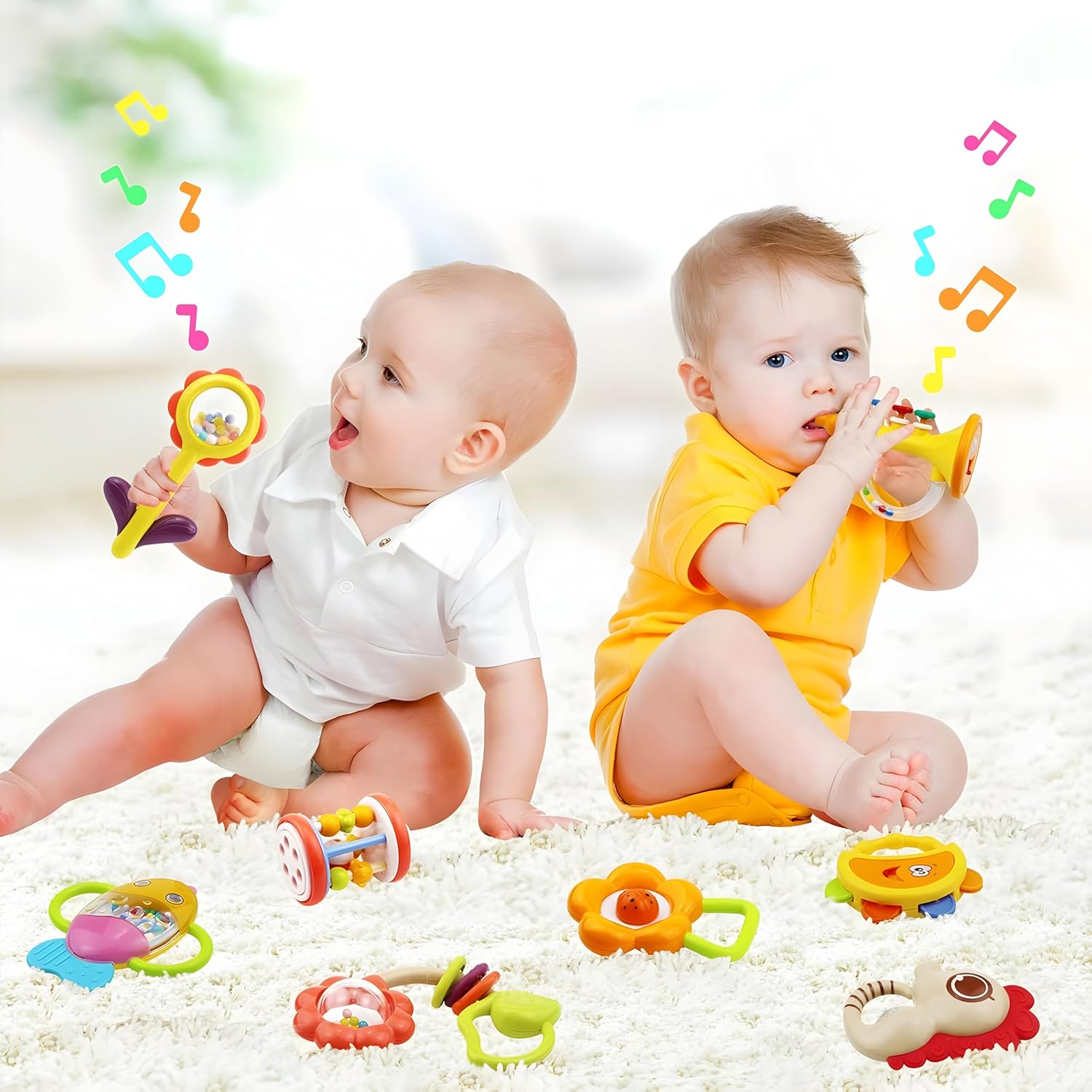 Baby sensory play rattles set 12pcs for infants 0-6 months