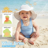Baby sun hat with adjustable strap for 0-4T, wide brim for UV protection, suitable for boys and girls.