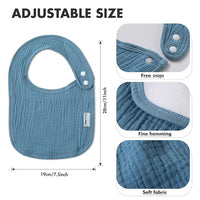 Baby teething bibs made from organic muslin cotton, soft and durable.