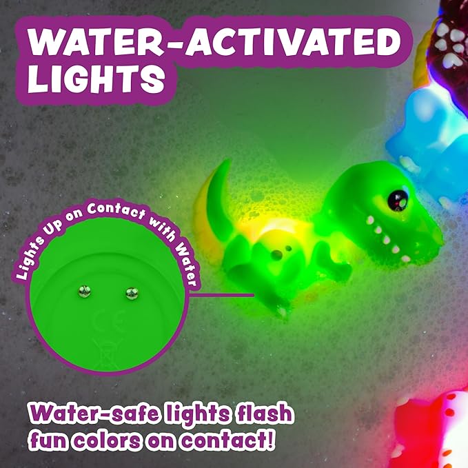 Dinosaur LED Bath Toys For Babies And Toddler Sensory Play.