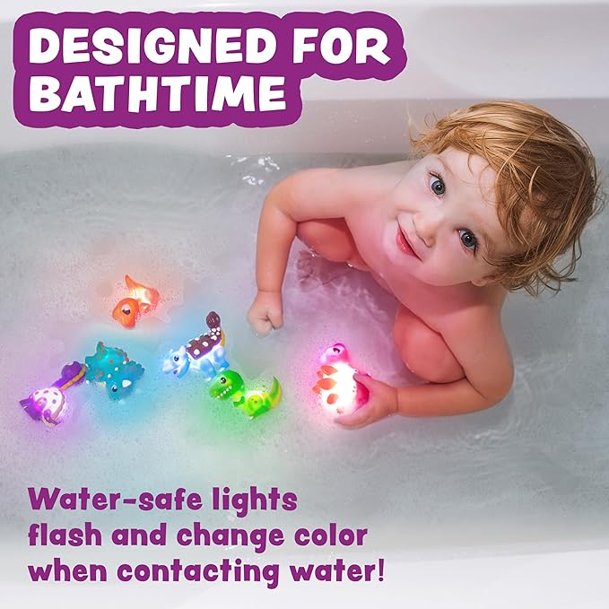 Dinosaur LED Bath Toys For Babies And Toddler Sensory Play