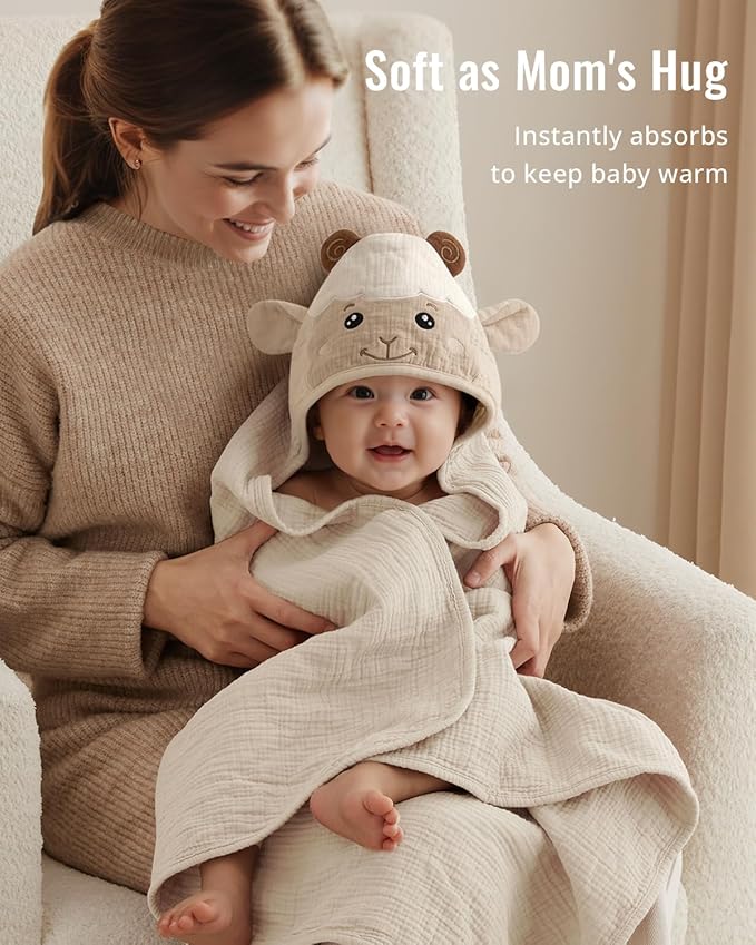 Two pack baby hooded towel for home and travel