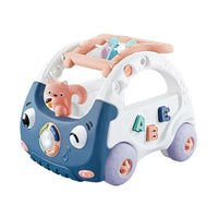Baby push walker with colorful activity center, four wheels and easy-grip handle