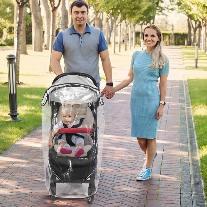 Universal Clear Stroller Cover Shielding Baby From Rain Wind Snow