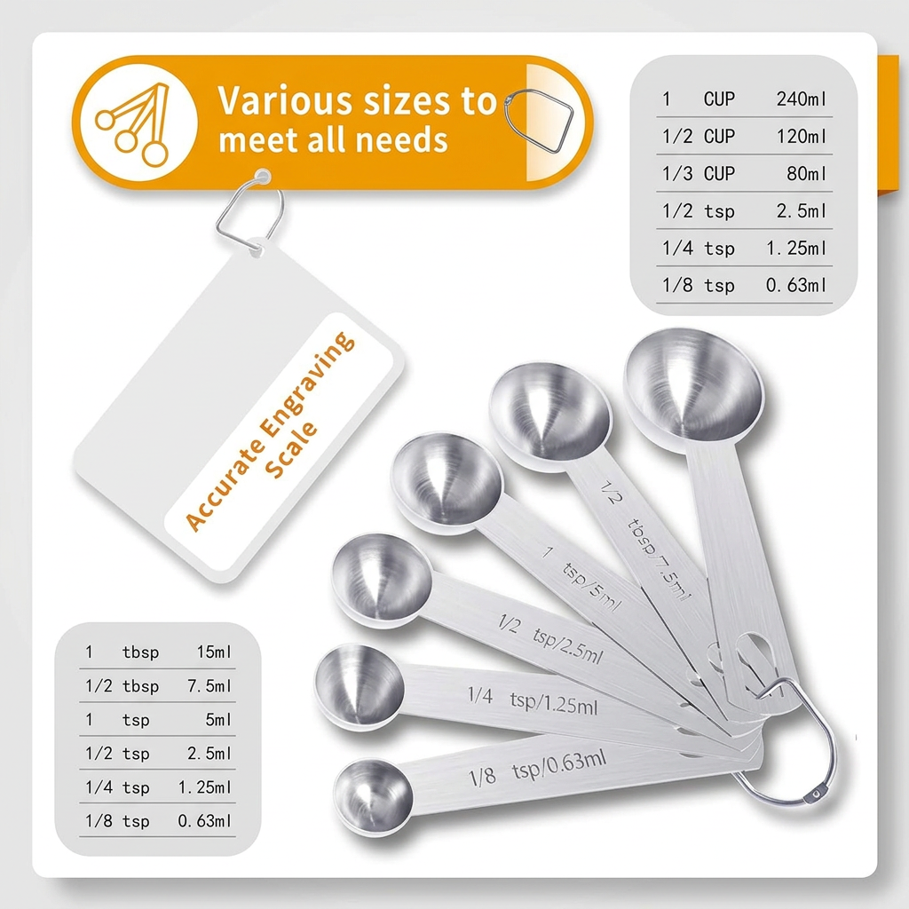 Stainless Steel Food Preparation Measuring Set