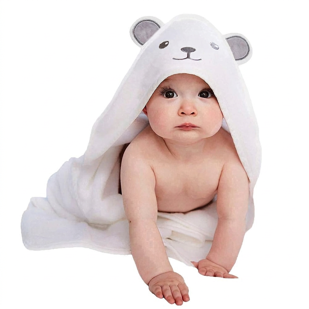 Bamboo baby hooded bath towel with bear ears