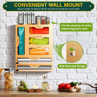 Bamboo foil and wrap organizer designed for kitchen drawer storage.