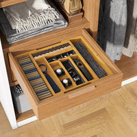 Bamboo drawer organizer for household items and accessories