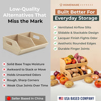 Natural bamboo baskets for kitchen produce organization