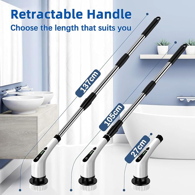 Cordless electric cleaning brush for bathroom surfaces