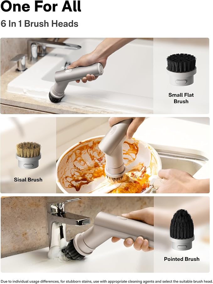 Handheld electric cleaning brush for bathroom surfaces