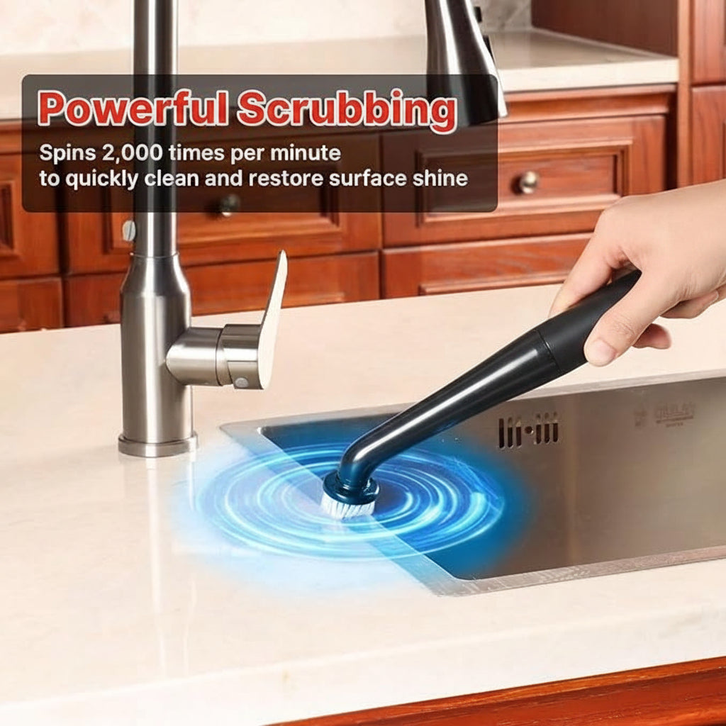 Electric spin scrubber for bathroom and tile surfaces