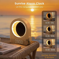 wood grain sunrise alarm clock with white noise
