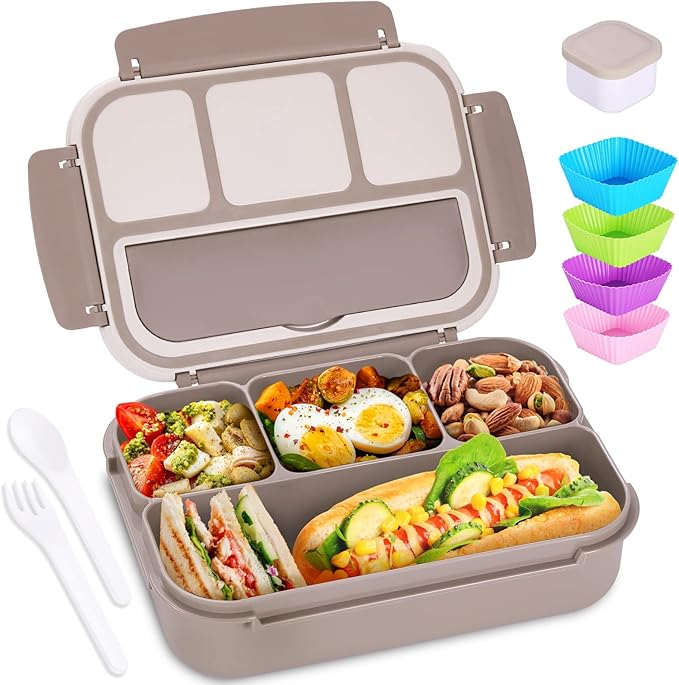 4 Compartment Bento Lunch Box with Utensils for Adults