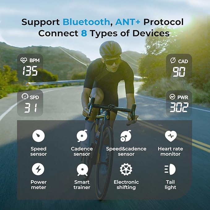 Bike computer mounted on bicycle handlebar