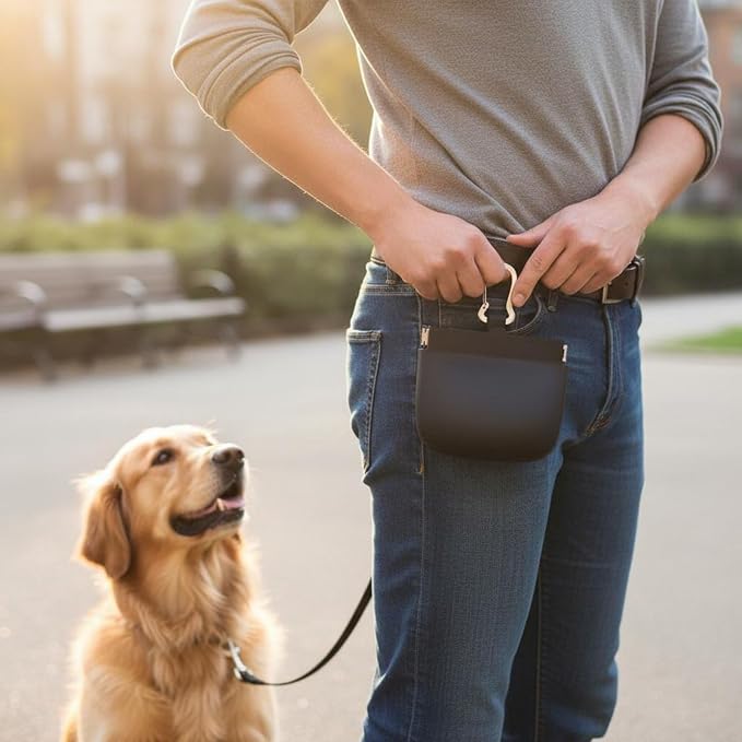 Black Dog Treat Pouch For Carrying Snacks And Small Pet Items