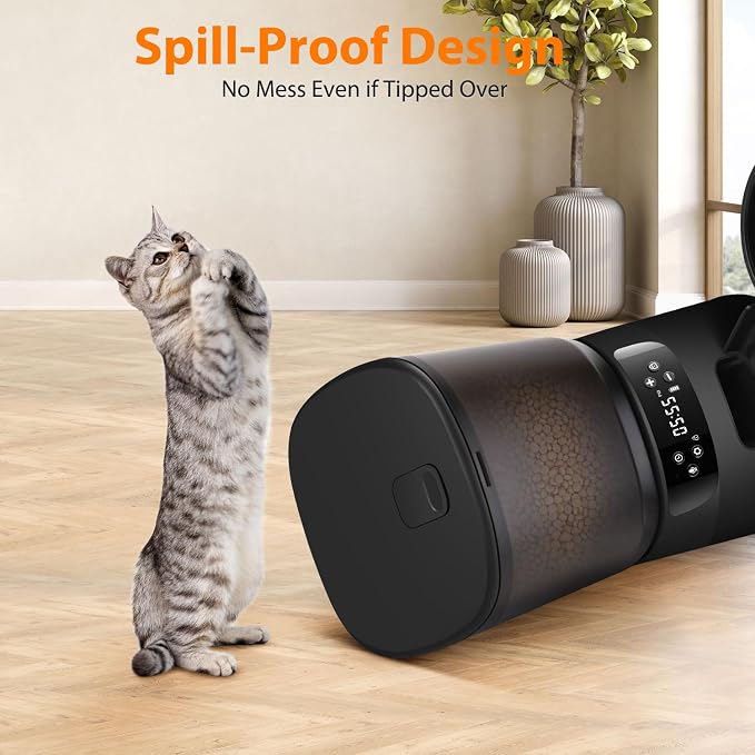 Black Dual Bowl Pet Feeder With Stainless Steel Food Bowls