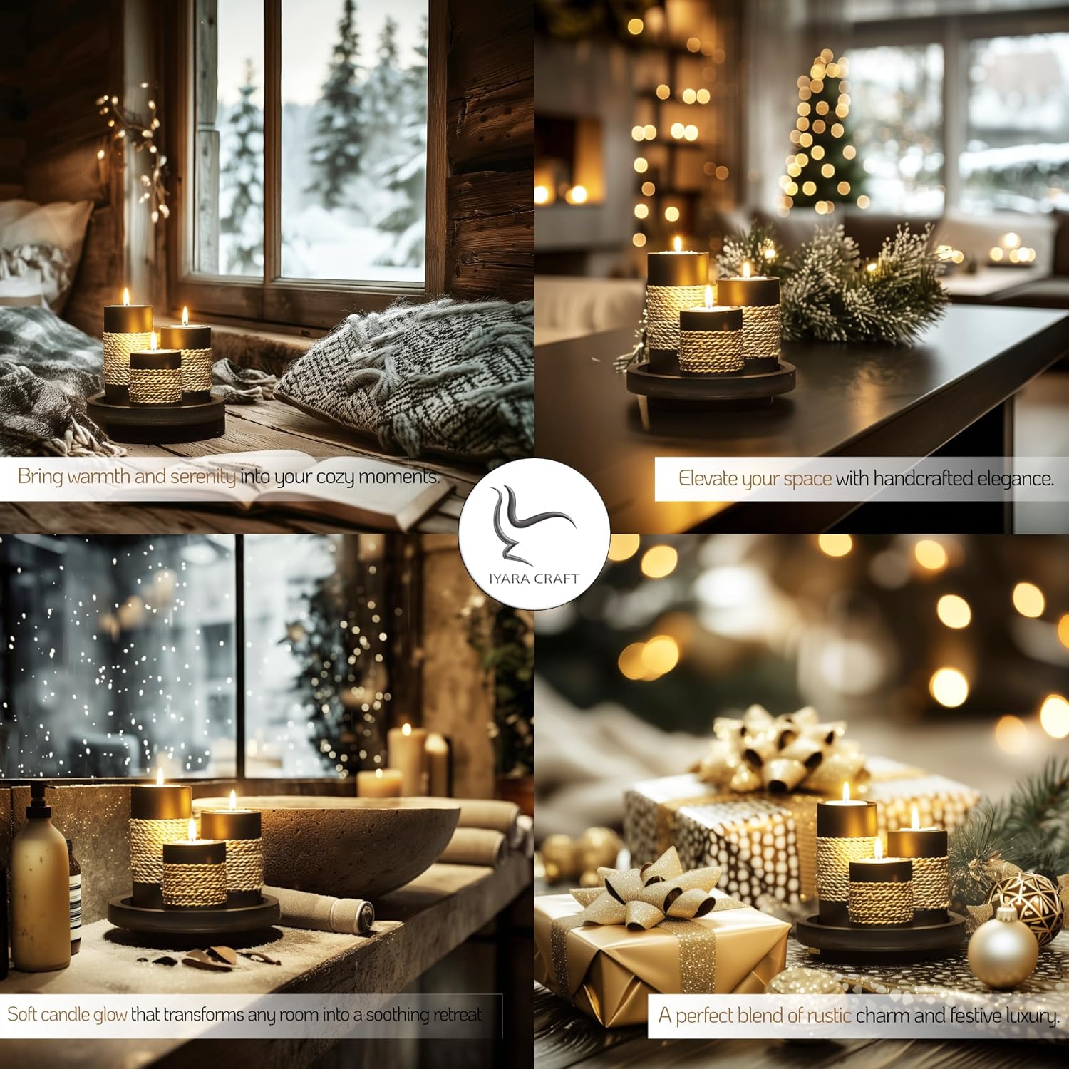 Cozy Farmhouse Candle Centerpiece Set