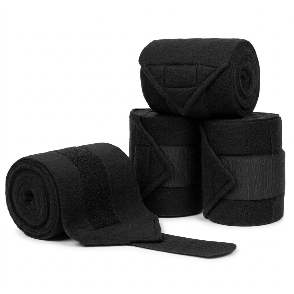 Cob size black horse wrap set