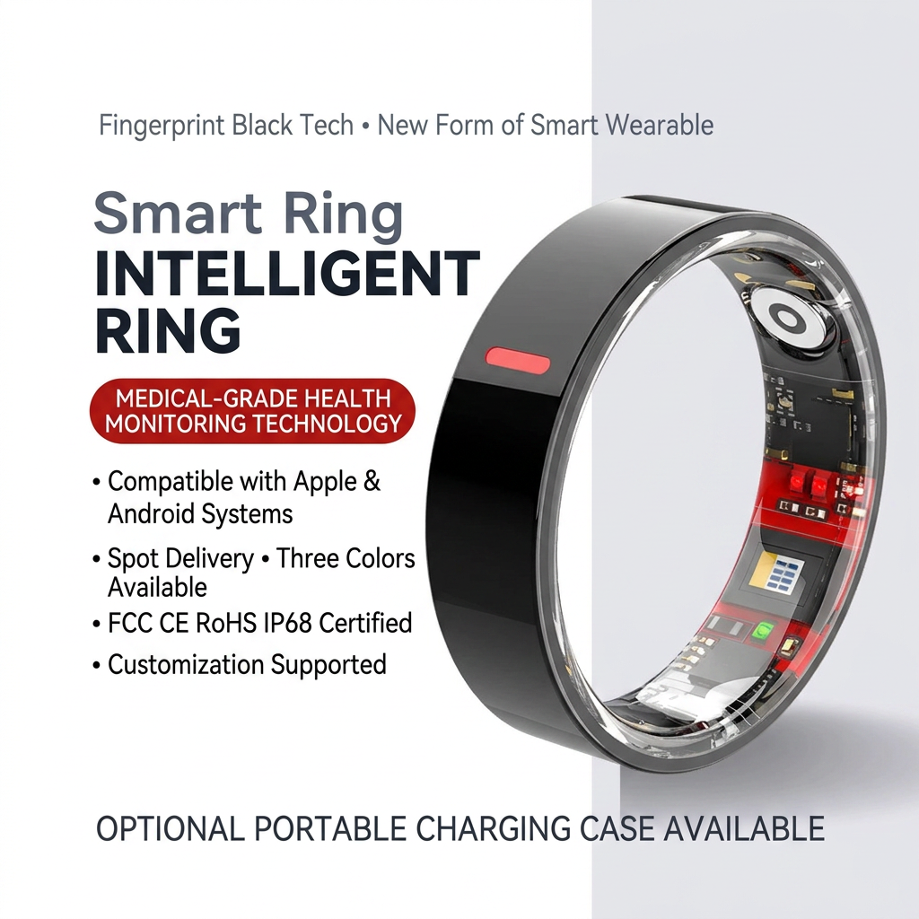 Bluetooth fitness ring tracker with pedometer and blood oxygen monitoring