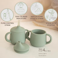 BPA free silicone baby cup, safe and soft for infants.