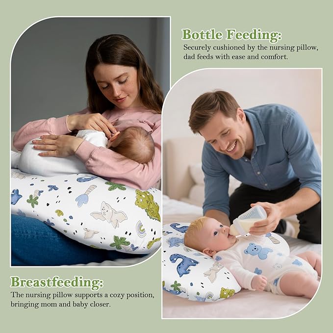Breathable breastfeeding pillow, soft and comfortable for mom and baby.