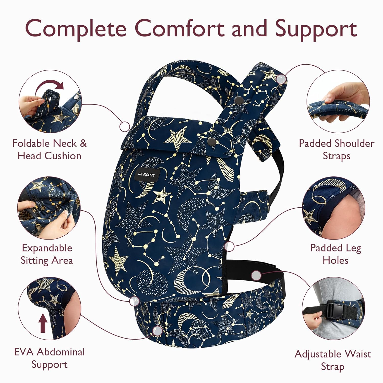 Breathable fabric ergonomic baby carrier for comfort